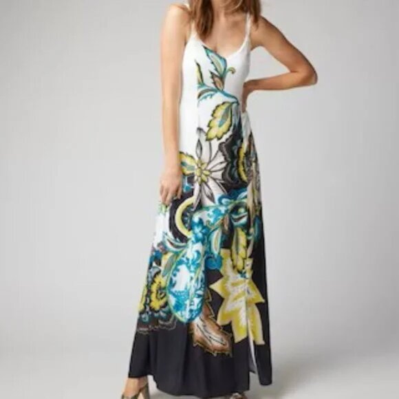 White House Black Market Lace Up Back Maxi Dress 00 NWT - Picture 5 of 14